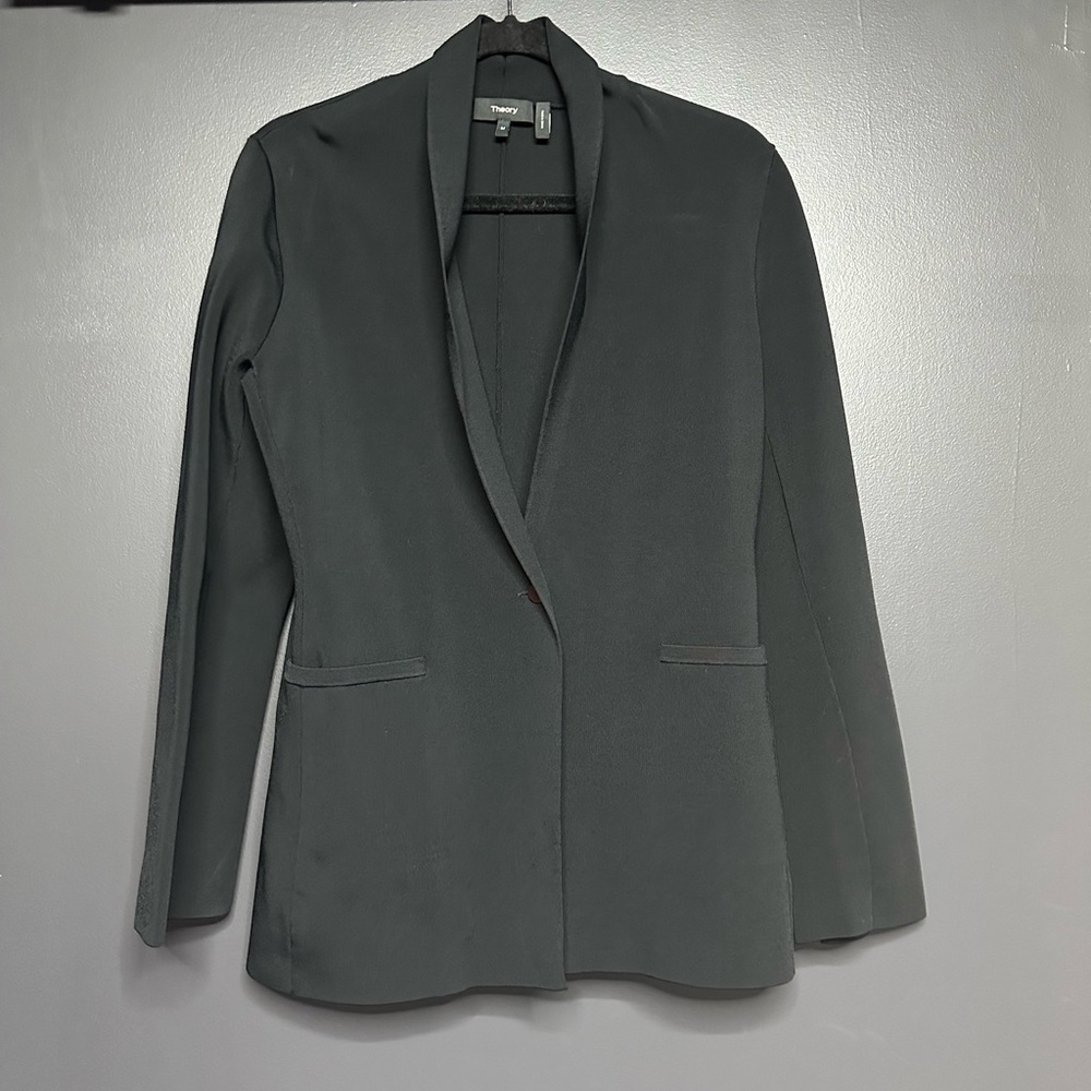 Theory Etiennette Stretch Knit Blazer Black M - Picture 4 of 9